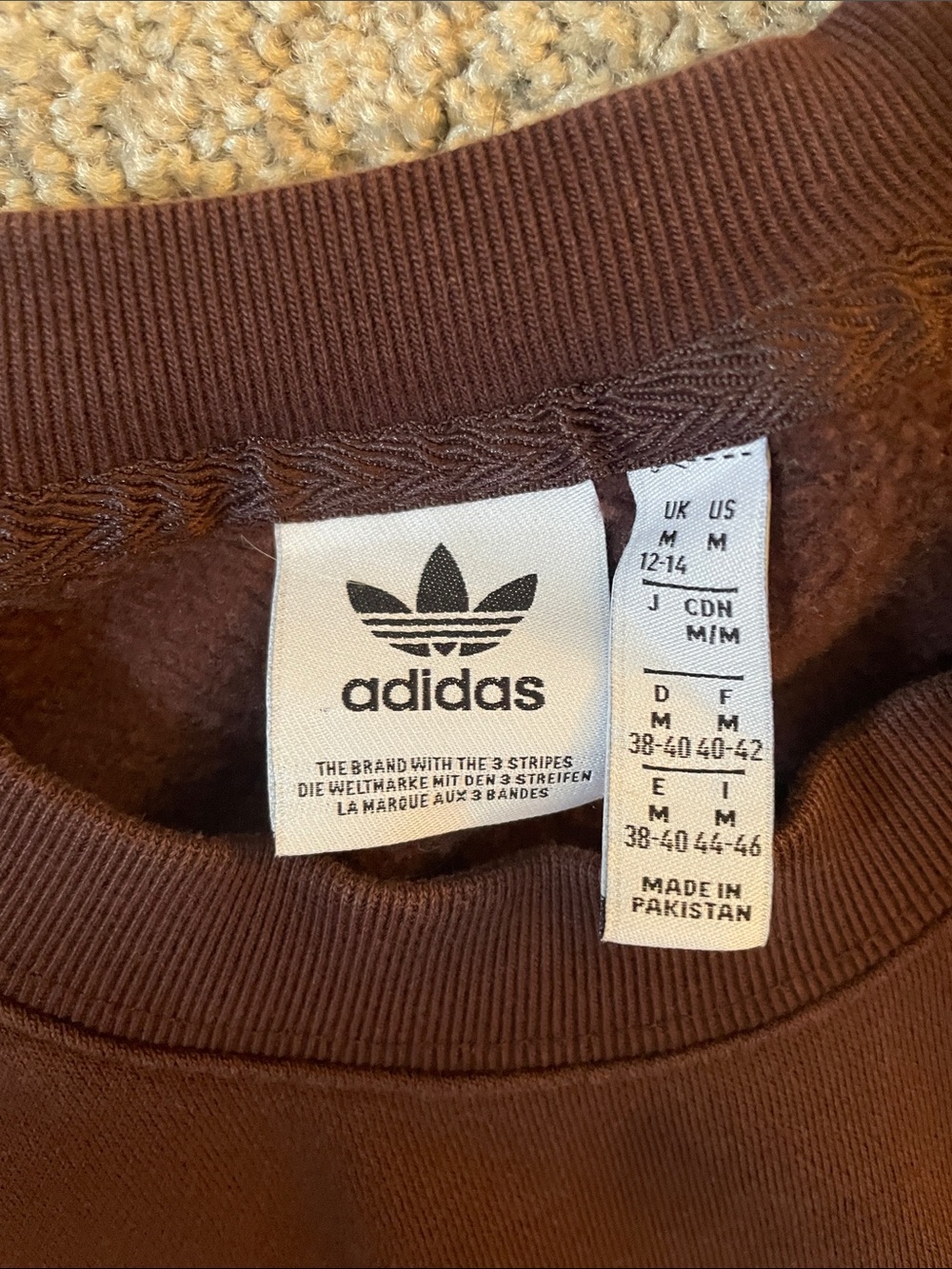 adidas Cropped Crewneck Sweatshirt-Brown - Picture 2 of 5